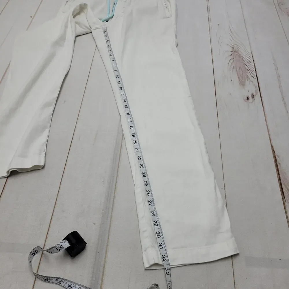 Tommy Bahama white linen chino pants elastic drawstring waist island beach M
